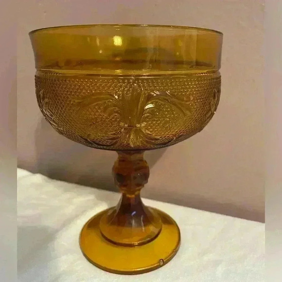 Tiara Sandwich Amber Collection Compote Pedestal Footed Candy Dish - Picture 3 of 5